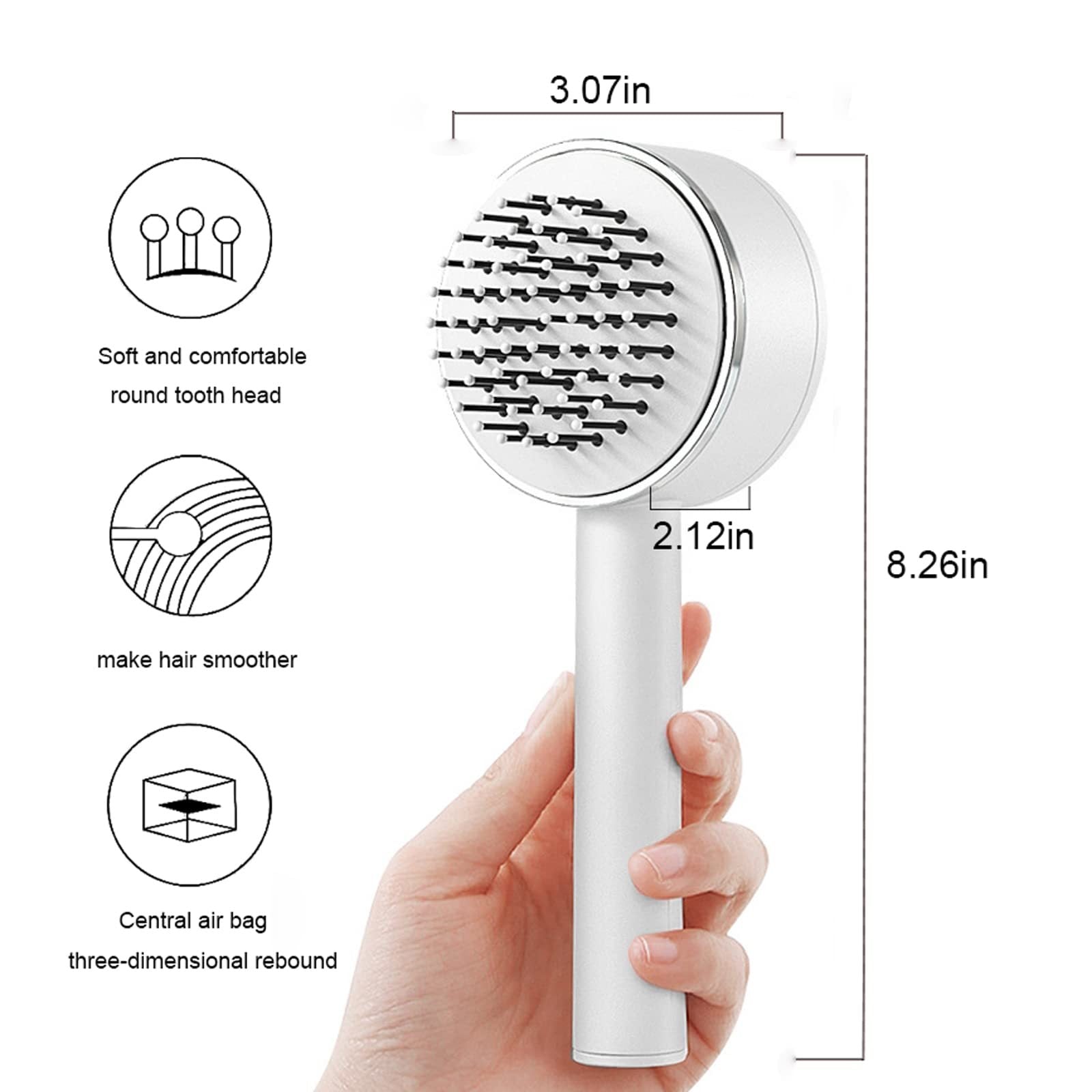 One-Key Self-Cleaning Hair Brush for Women - Curly Anti-Static Airbag Massage Comb & Professional Detangling Tool