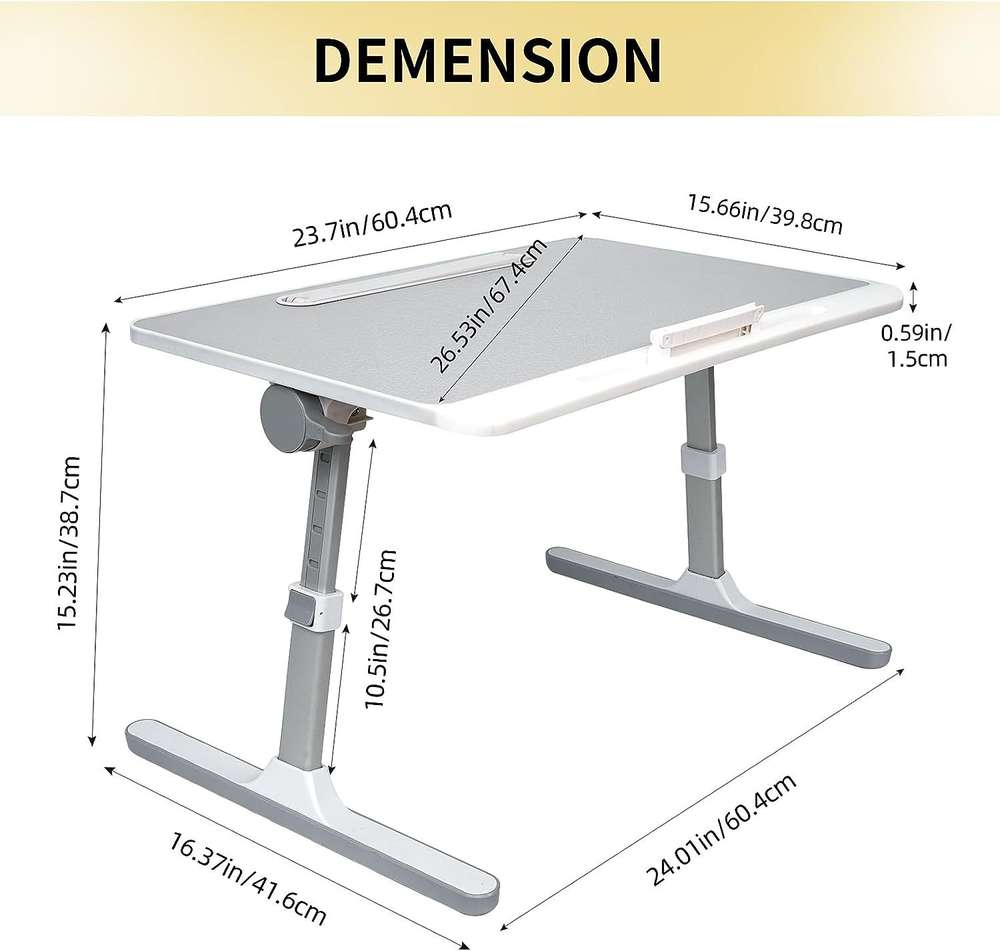 Lap Desk For Laptop Portable Bed Table Desk Laptop Desk With LED Light And Drawer - Minihomy