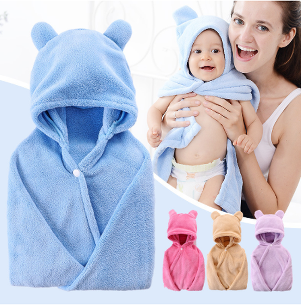 Cotton baby care hooded bath towel - Minihomy