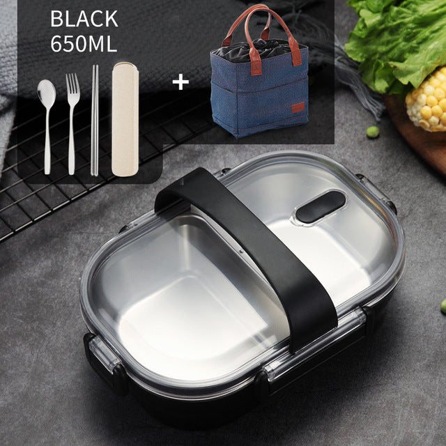 Portable Children's Lunch Box 304 Stainless Steel Bento Kitchen Leak Proof Food Box for Kids