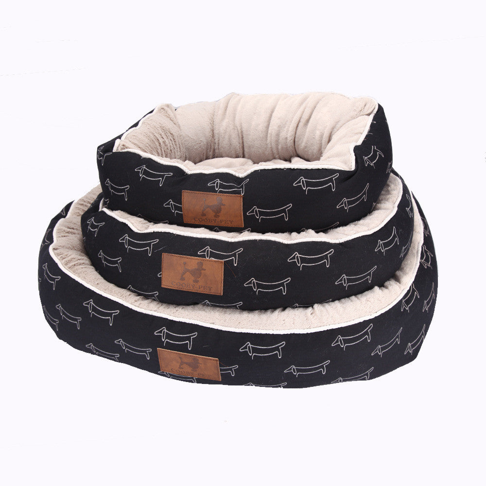Cozy Round Dog Bed - Black Removable Cover
