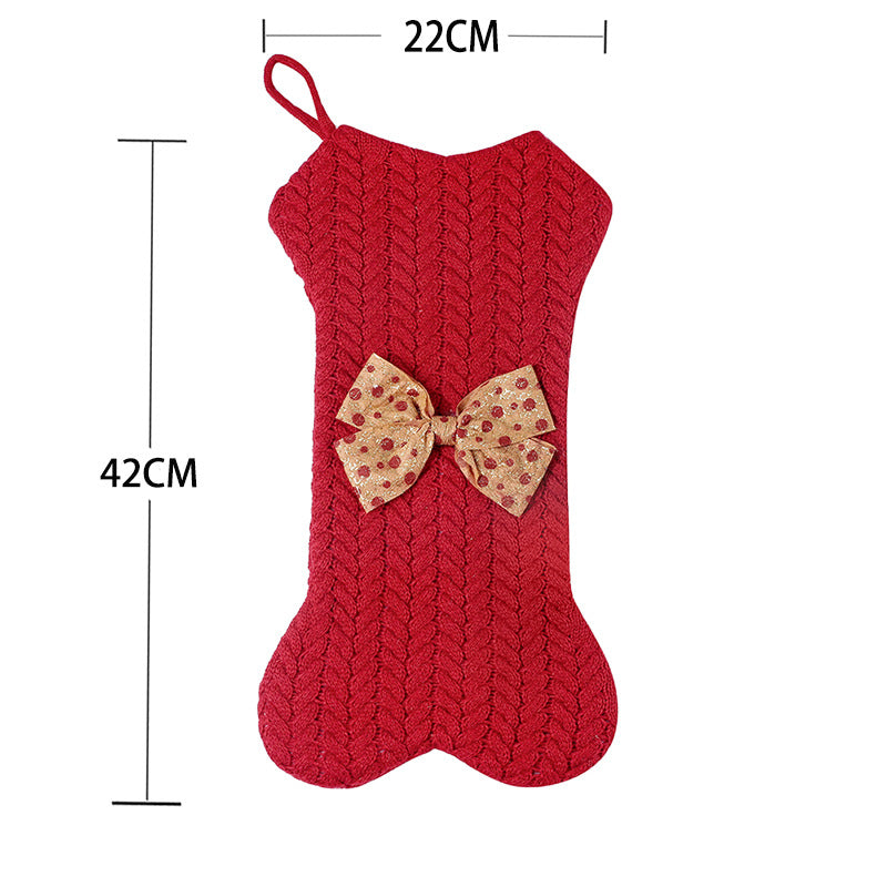 Christmas Decorations Knitting Wool Hanging Gift Bag - Minihomy