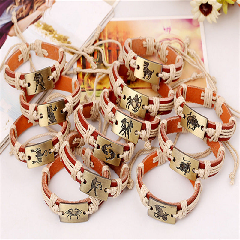 12 Constellation Alloy Bracelet Fashion Men's And Women's Bracelets