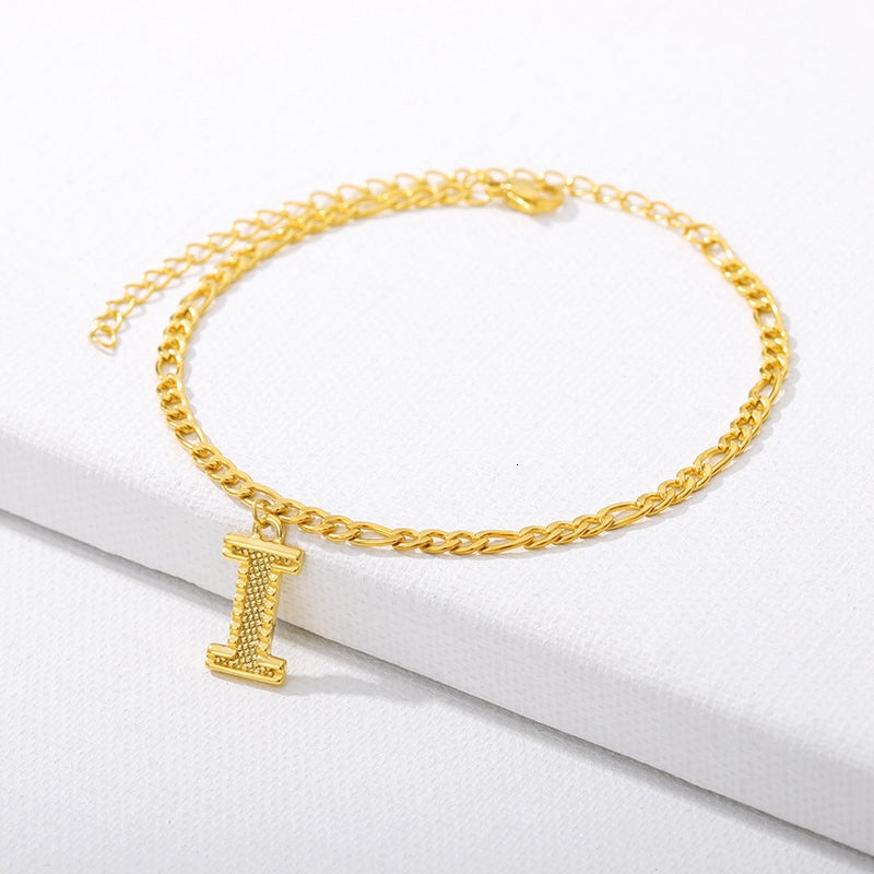 Initial Gold Letter Anklet Alphabet Pendants Jewelry - Minihomy