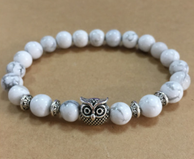 Natural Stone Owl Head Yoga Bracelet - Minihomy