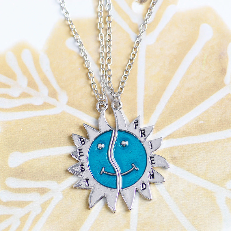 Good Friend Girlfriends Series Two-person Pendant Cute Sun Flower Necklace