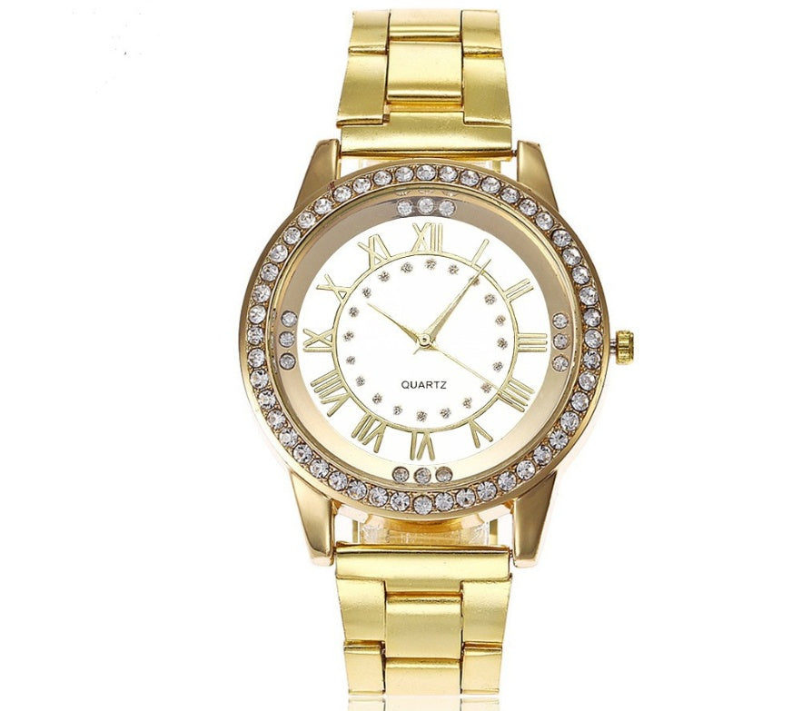 Vansvar Brand Rose Gold Watch Luxury Women Dress Rhinestone Quartz Watch Casual Women Stainless Steel Wristwatches Female Clock