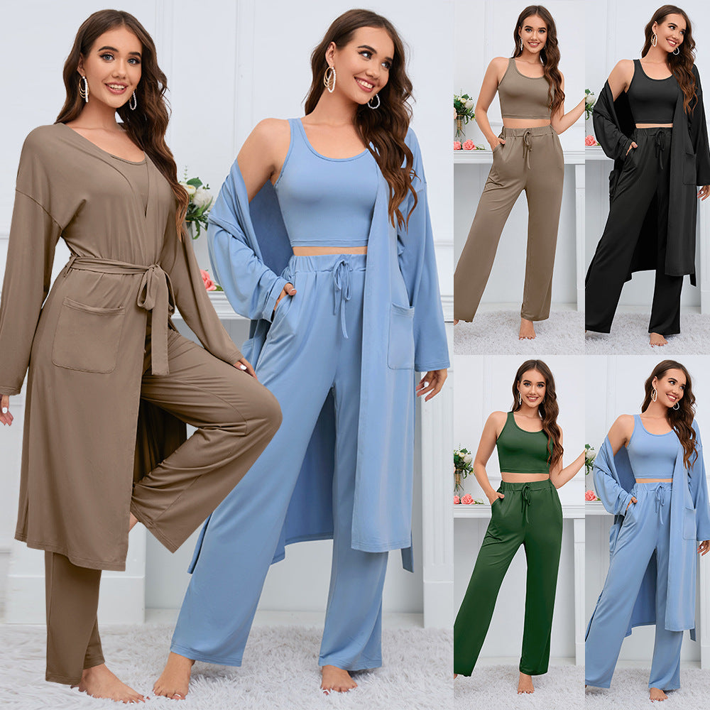 Women's  Camisole Coat Wide Leg Pants Suit