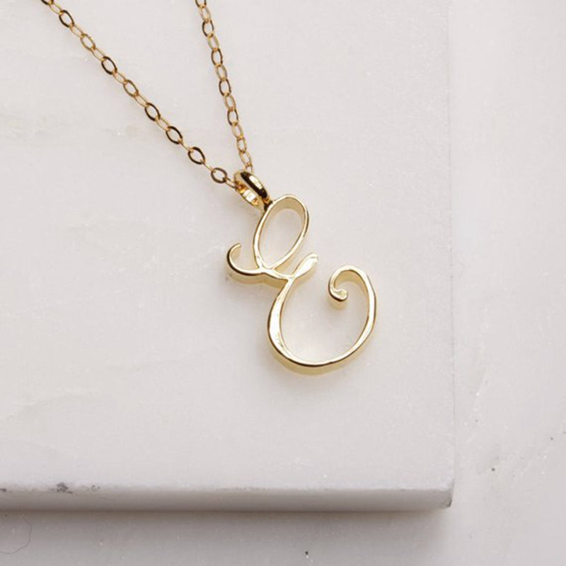 Gold 26 Old English Initial Letter Necklaces For Women - Minihomy