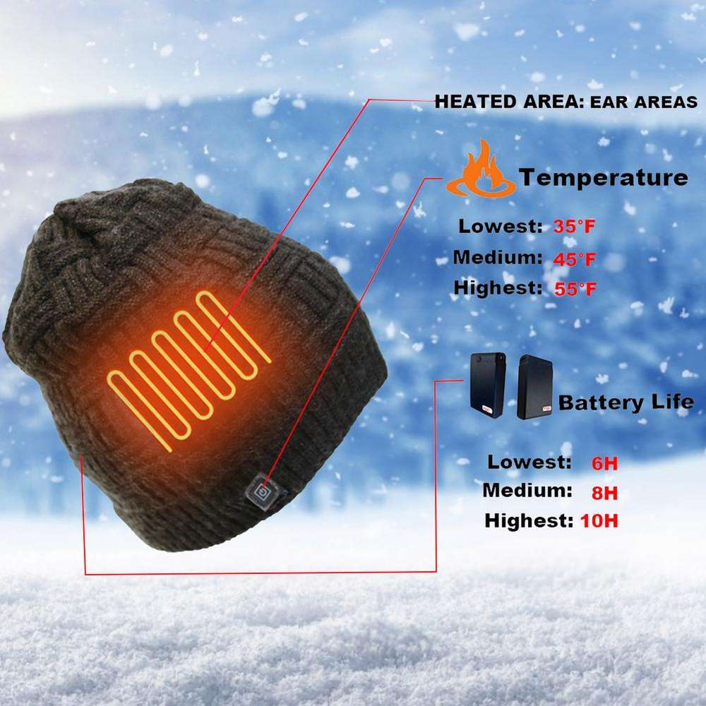 Conquer the Cold in Style with the Unisex USB Heated Fleece Hat - Minihomy