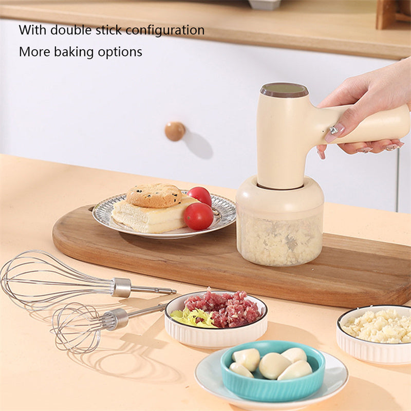 2 In 1 Electric Garlic Chopper USB Rechargeable Vegetable Chili Meat Ginger Masher Handheld Multipurpose Kitchen Gadgets - Minihomy