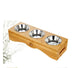 Bamboo & Ceramic Pet Dog Bowls - Single, Double, & Triple Sets - Stainless Steel Table - Minihomy