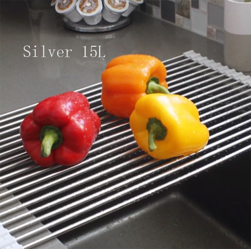 Folding Kitchen Drain Sink Rack Stainless Steel - Minihomy