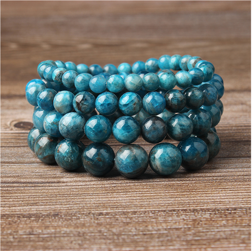 Natural Blue Apatite Bracelets Are Suitable For Men And Women To Wear Elastic Beaded - Minihomy