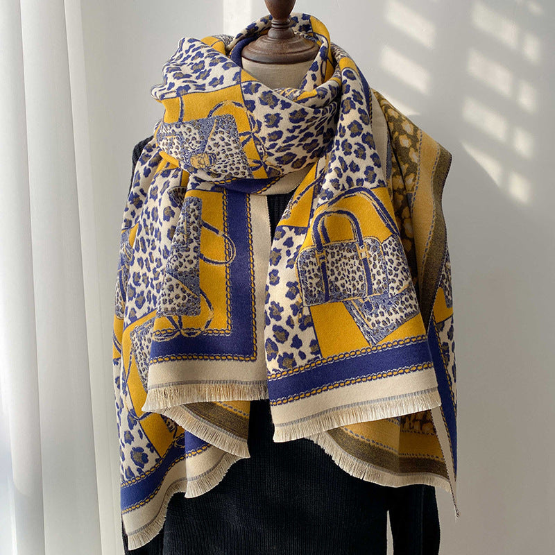 Color Blocking and Matching Cashmere Scarves for Women - Minihomy