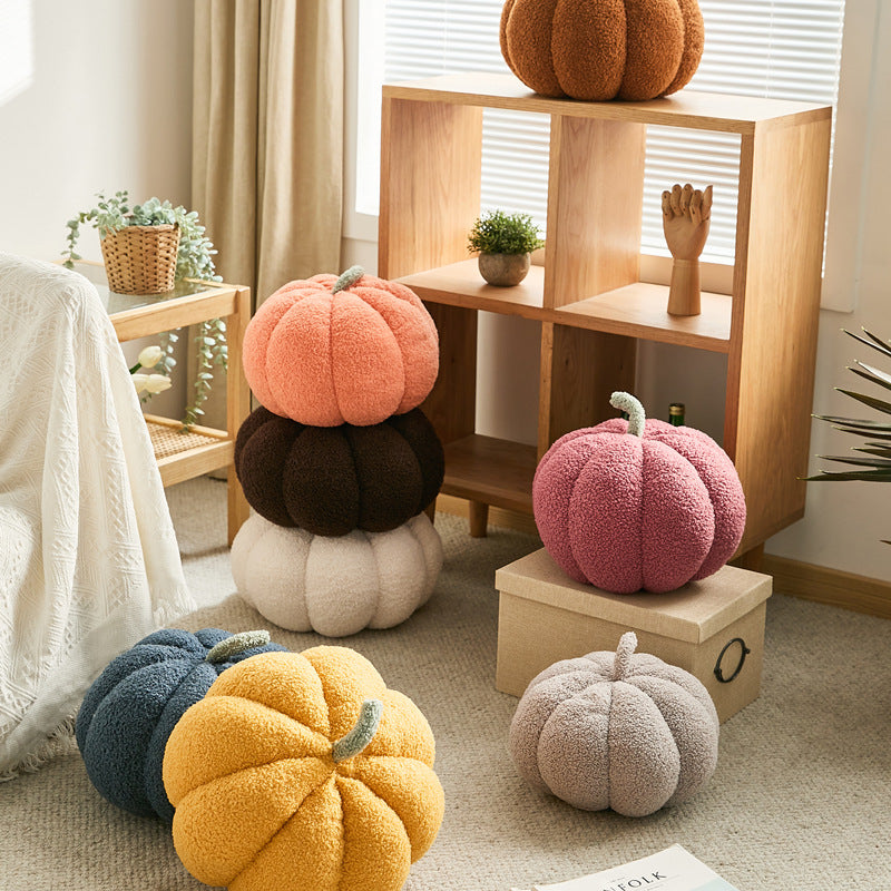 Nordic Pumpkin Round Pillow Plush Pillow Knitted Yarn - Minihomy