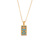 Retro Pendant Jewelry Stainless Steel Rectangular Drip Zircon Tarot Necklace