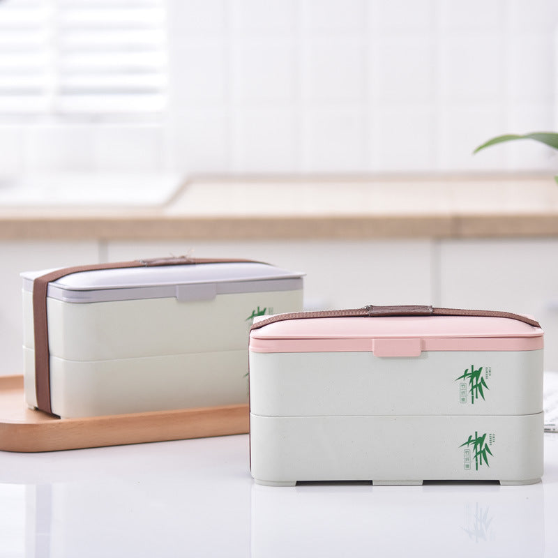 Eco-friendly bamboo 3-layer lunch box microwave safe bento - Minihomy