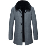 Woolen Coat with Wool Collar for Men