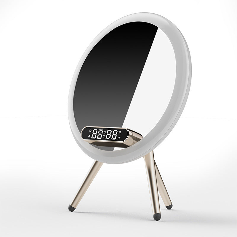 New Multi -function LED Mirror Alarm Clock Wireless Charger Digital Clock Time USB Table Clock
