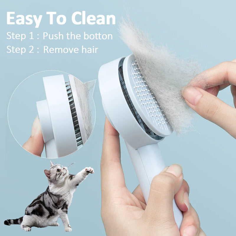 Self Cleaning Pet Comb - Dog & Cat Hair Remover Brush, Massage Grooming Supplies