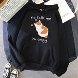 No Talk Me Cute Angry Cat Print Women Hoodie - Minihomy