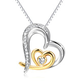 Two-tone Love Heart Moving Micro-inlaid Zircon Clavicle Chain