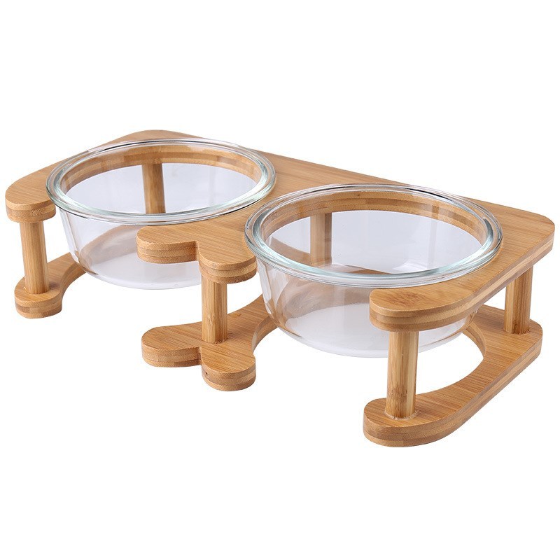 Glass Cat Food Bowl - Elevated Pet Feeder for Cats