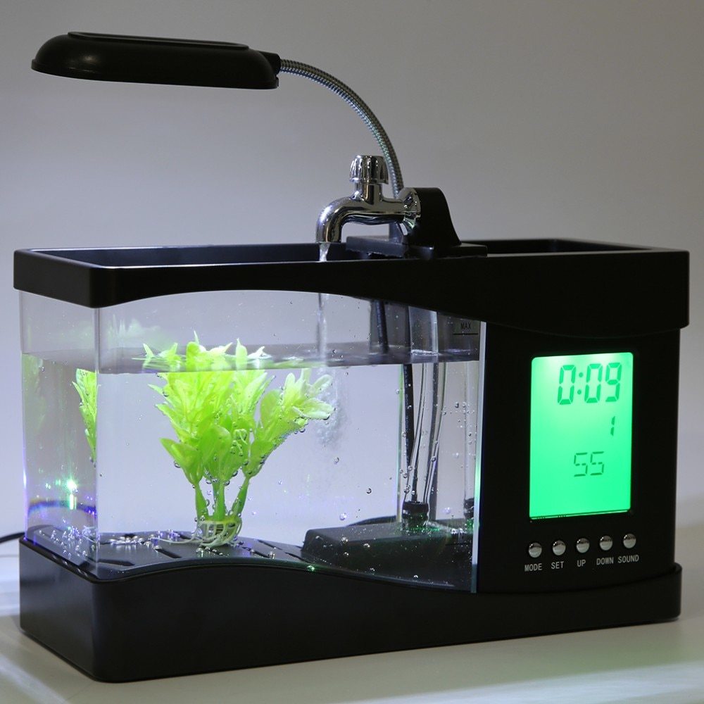 Mini Aquarium Perpetual Calendar Alarm Clock USB Flowing Lights Have Years of Gifts - Minihomy