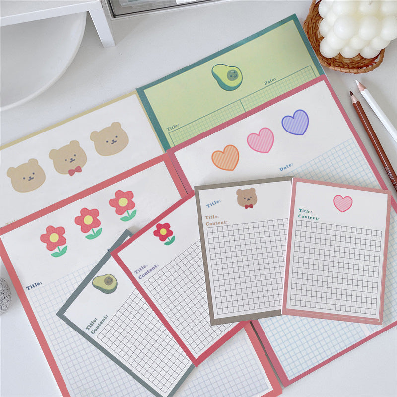 Cute Avocado Bear Sticky Note Pad - Tear-Off Pages for Notes & Reminders - Minihomy