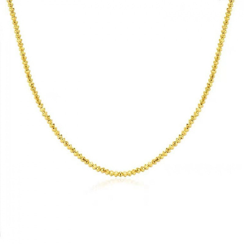 18K Gold Necklace Bungee Laser Bead Wave Bead Chain - Minihomy