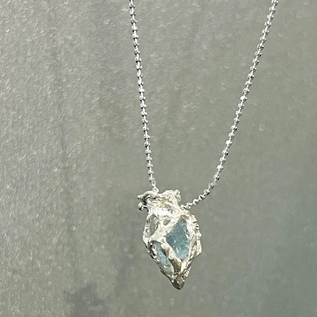 Blue Ice Heart Necklace For Women