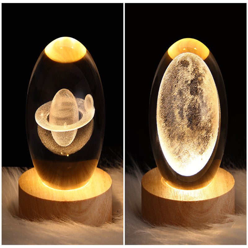 LED Night Light Galaxy Crystal Ball Table Lamp - 3D Planet Moon Lamp for Bedroom Home Decor