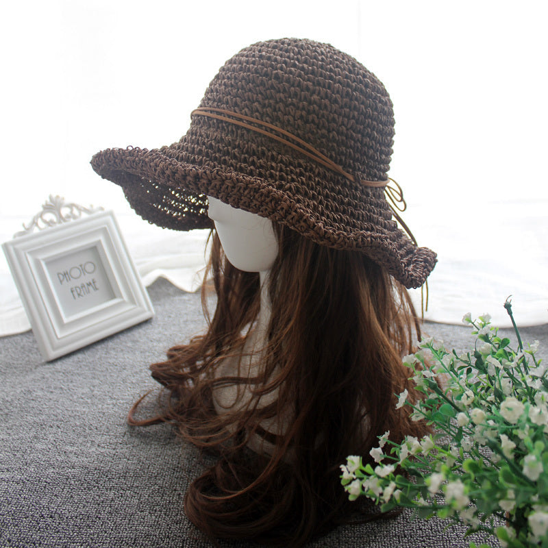 Straw Hat Sunshade Foldable Travel Beach Straw Hat