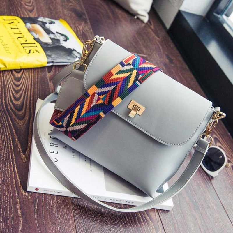 One shoulder crossbody wide shoulder strap crossbody bag