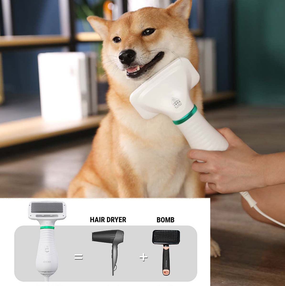 2 in 1 Pet Drying Brush Pet Hair Dryer Comb