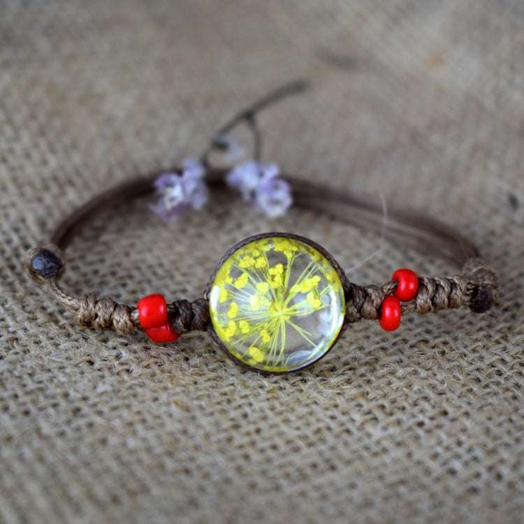 Dried Flower Starry Time Gemstone Necklace - Glass Bead Elegance - Minihomy