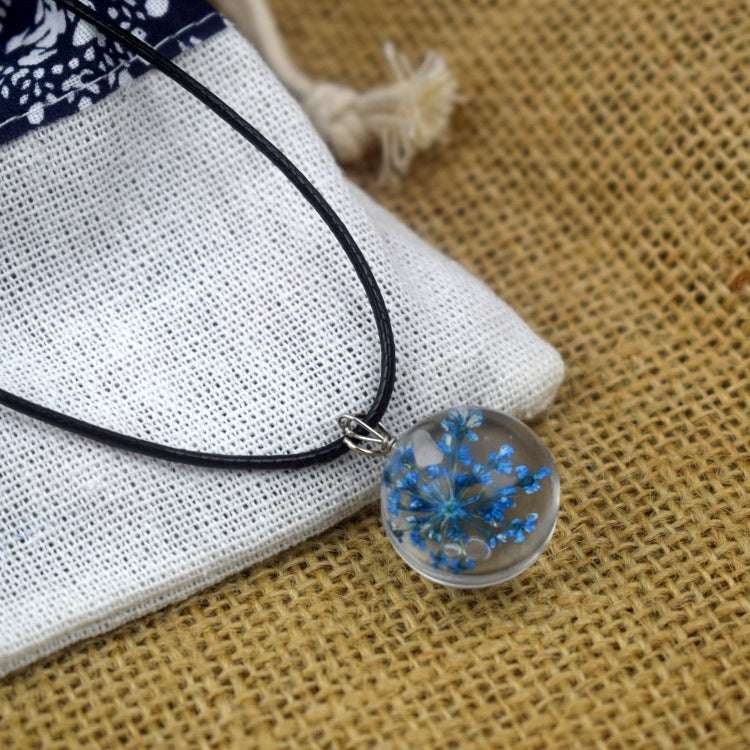 Dried Flower Starry Time Gemstone Necklace - Glass Bead Elegance - Minihomy