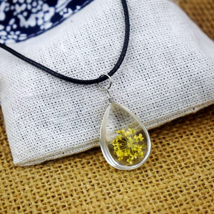 Dried Flower Starry Time Gemstone Necklace - Glass Bead Elegance - Minihomy