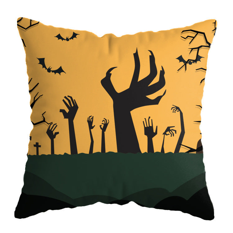 Linen Skull Halloween Pillow Cover