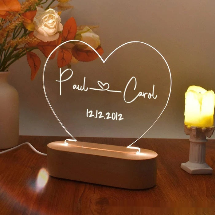 Custom Night Light As Valentines Day Anniversary Romantic For Bedroom Night Lamp Couple For Him Names And Date Engagement Gift