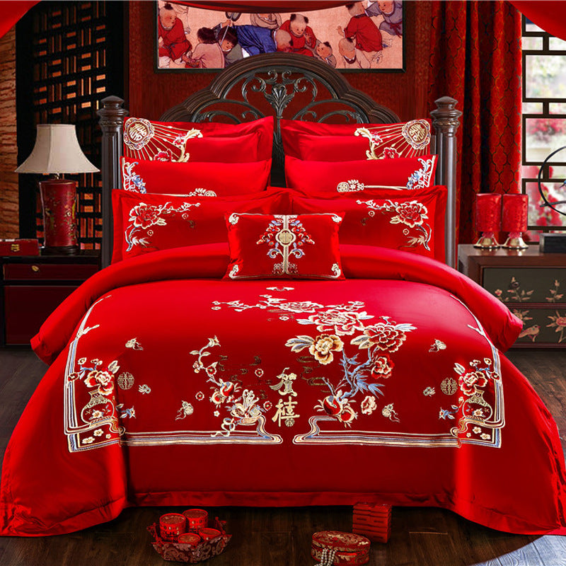 Embroidered cotton bedding