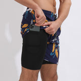 Gradient Printed Beach Shorts - Double Layer Casual Sport Shorts