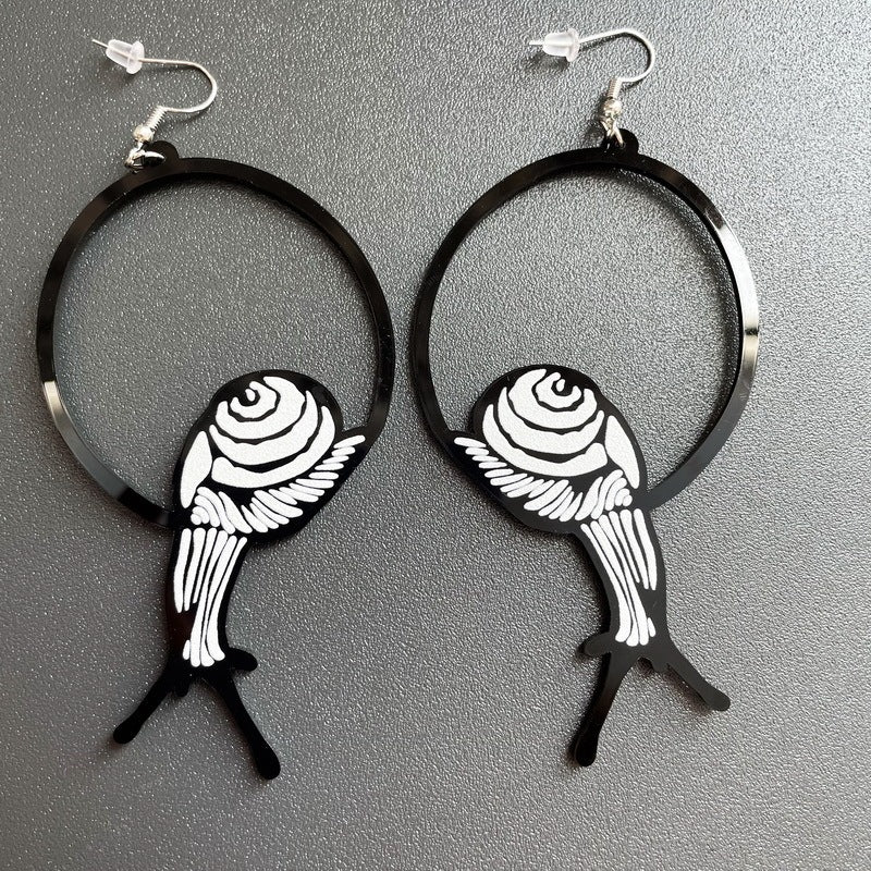 Acrylic Dangle Earrings Round Asymmetric Black For Cat Zebra Snail Swallow Whale Dog Drop Earrings Exaggerated Jewelry