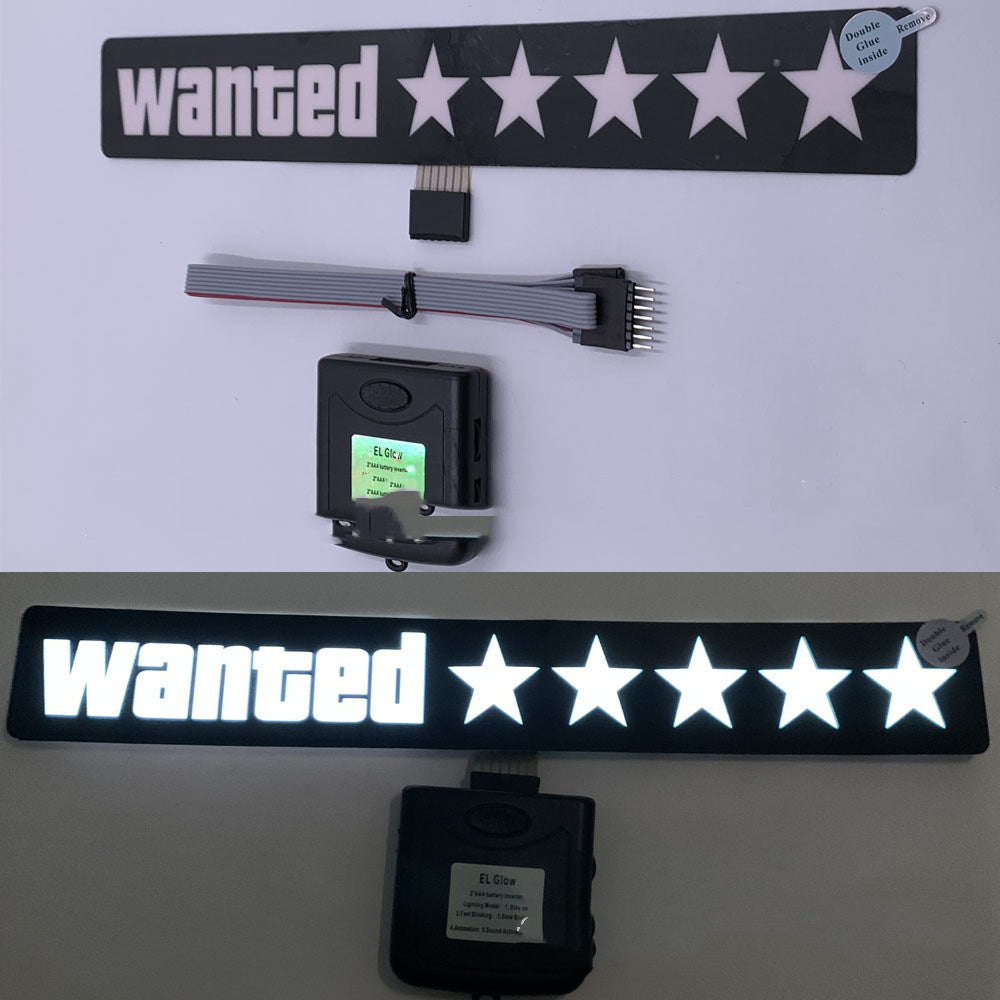 Wanted Car Windshield Glow Panel Electric Marker Lamp LED Decoration Light Sticker