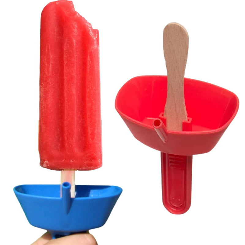 Popsicle Protectors With Straw Ice Guard Ice Cream Holder Cartoon Style Anti-drip Tray Party Necessity Drip Free Popsicle Holder