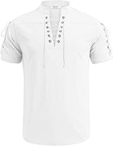 Men's Beach Shirt Short Sleeve Tie V Neck T-Shirt Tops Summer