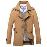 Men's Casual Solid Color Trench Coat