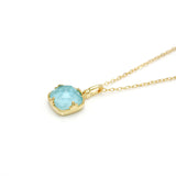 Square Turquoise Quartz Cut S925 Silver Gold-plated Necklace Earring Ring Set