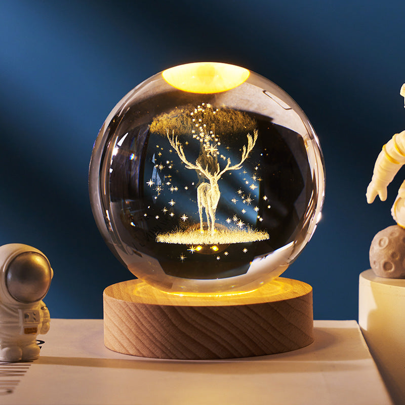 Moon & Planets Crystal Ball Night Light Projector - Creative Gift - Minihomy